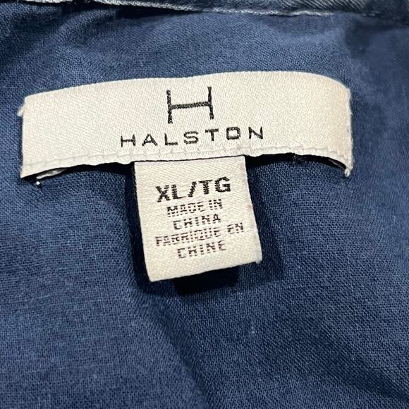 H by Halston Off Shoulder Dress XL Blue Denim Chambray Ruffle Classic Coastal - Picture 10 of 12